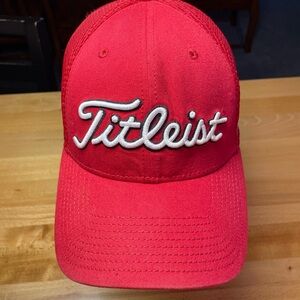 Titleist Fitted Red Cap with White Logo Small /medium